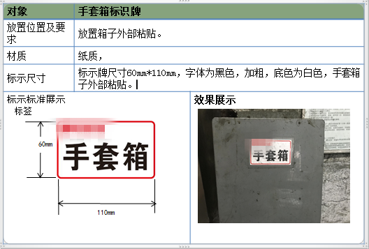 手套箱標識卡標準